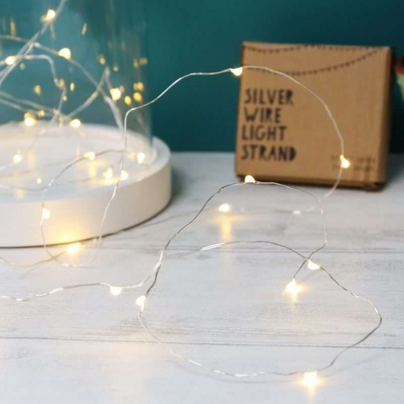 30 battery powered led silver wire string lights