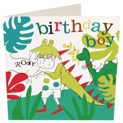 Dinosaur birthday card for little boys by Caroline Gardner
