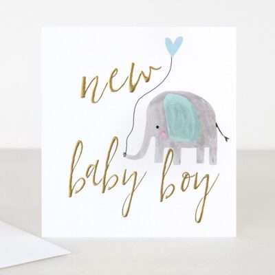 New Baby Boy Card with elephant illustration by Caroline Gardner