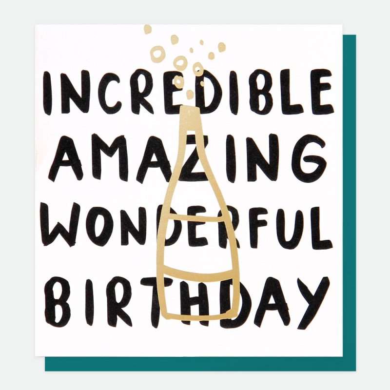 Bold birthday card with illustrative writing from Caroline Gardner great for male or female