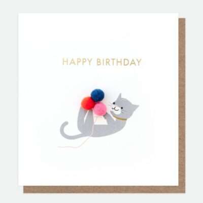 Mini Poms Cat Birthday Card - Caroline Gardner
