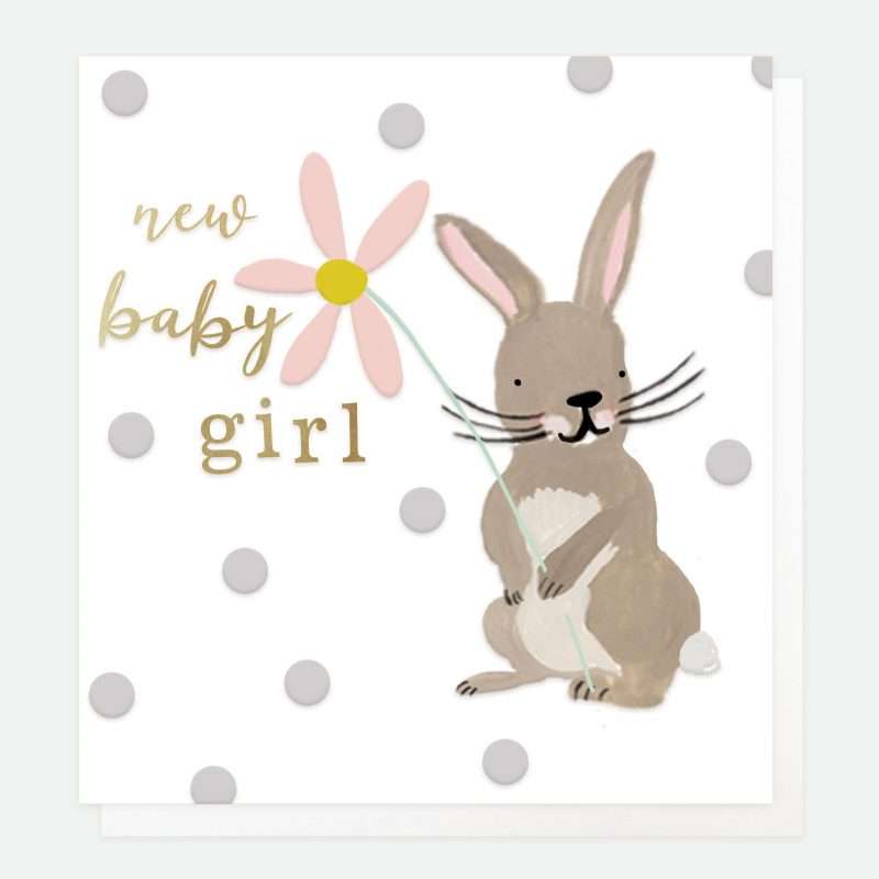 New Baby Girl Rabbit Card Caroline Gardner