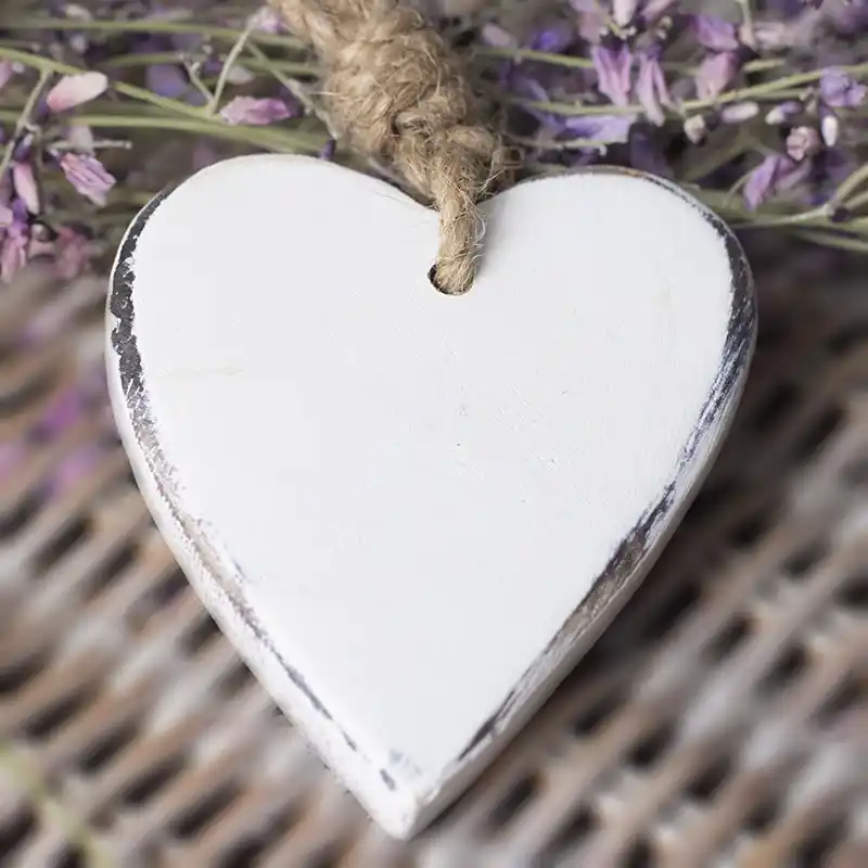 White Wooden Hanging Heart