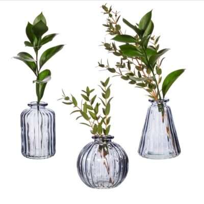 Grey Glass Bud Vases - Set 3