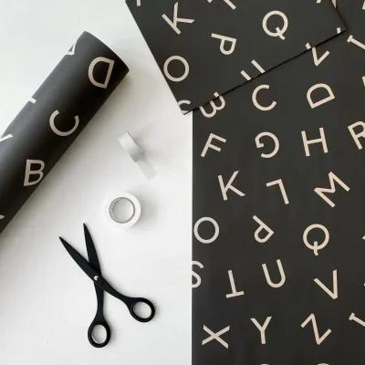 Type Wrapping Paper Black