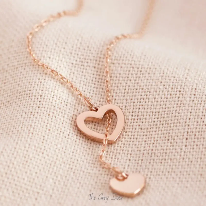 Mismatched Heart necklace in Rose gold