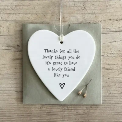 Porcelain Round Heart Thanks for all The Things You Do