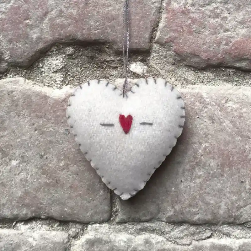 Small Embroidered Heart Cream Hearts Crosses