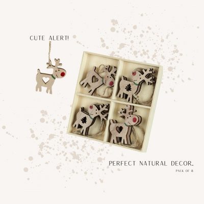 natural wooden hanging reindeer