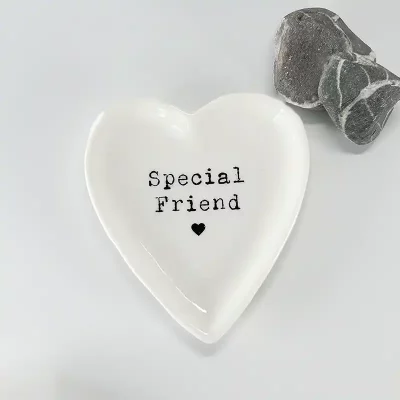 Special Friend white Trinket Dish in the shape of a heart