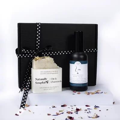 Zen Aromatherapy Room Spray and Oat and Chamomile Soap Bespoke Gift Box
