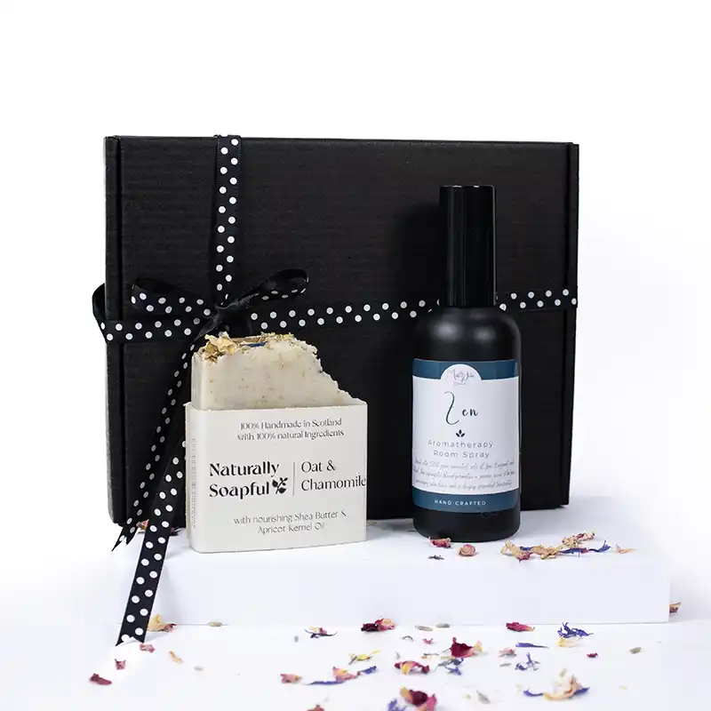 Zen aromatherapy Room Spray and Oat and Chamomile handmade soap Gift Box Zen aromatherapy Room Spray and Oat and Chamomile handmade soap Gift Box