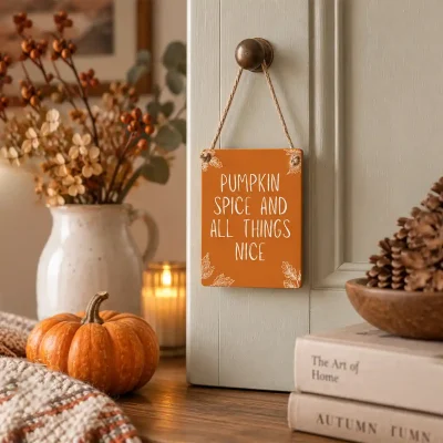 Pumpkin spice and all things nice hanging sign
